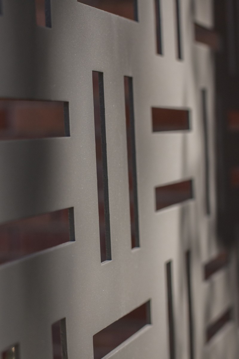 Revamp crosshatch decorative metal privacy screen close up